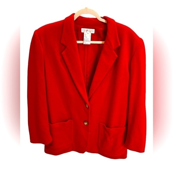 Chaus 90's Style Women's Red Wool Blazer Padded Shoulders Size 14 - Picture 1 of 3
